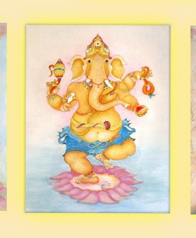 Ganesha dancing on lotus painting