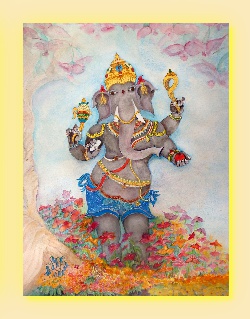 Ganesha standing in nature painting