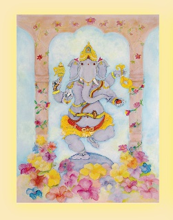 Ganesha in floral archway painting