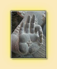 Stone carved sacred hand