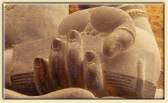 Stone carved sacred hands sculpture
