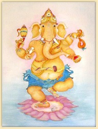 Ganesha dancing on lotus flower