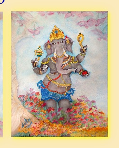 Ganesha dancing in autumn landscape